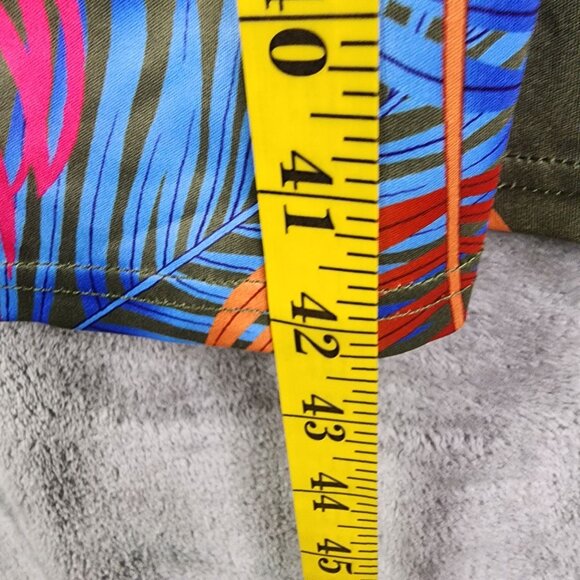 Womens Tropical Multicolor Leaf Print Wide-Leg Pants w/ Waist Tie Polyester L - Picture 8 of 9